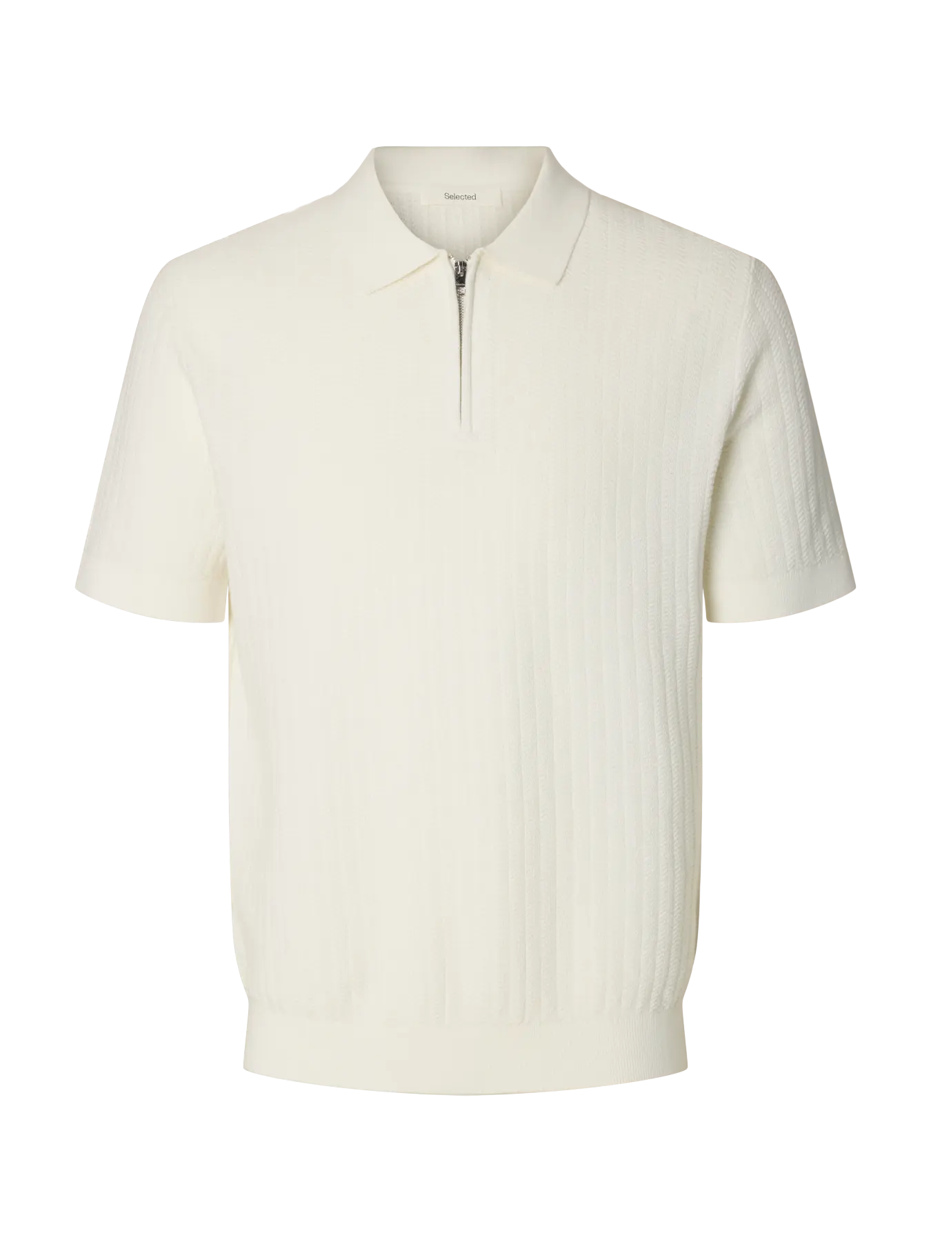 Polo SLMCRAN SS KNIT STRUCTURE ZIP POLO NOOS Egret