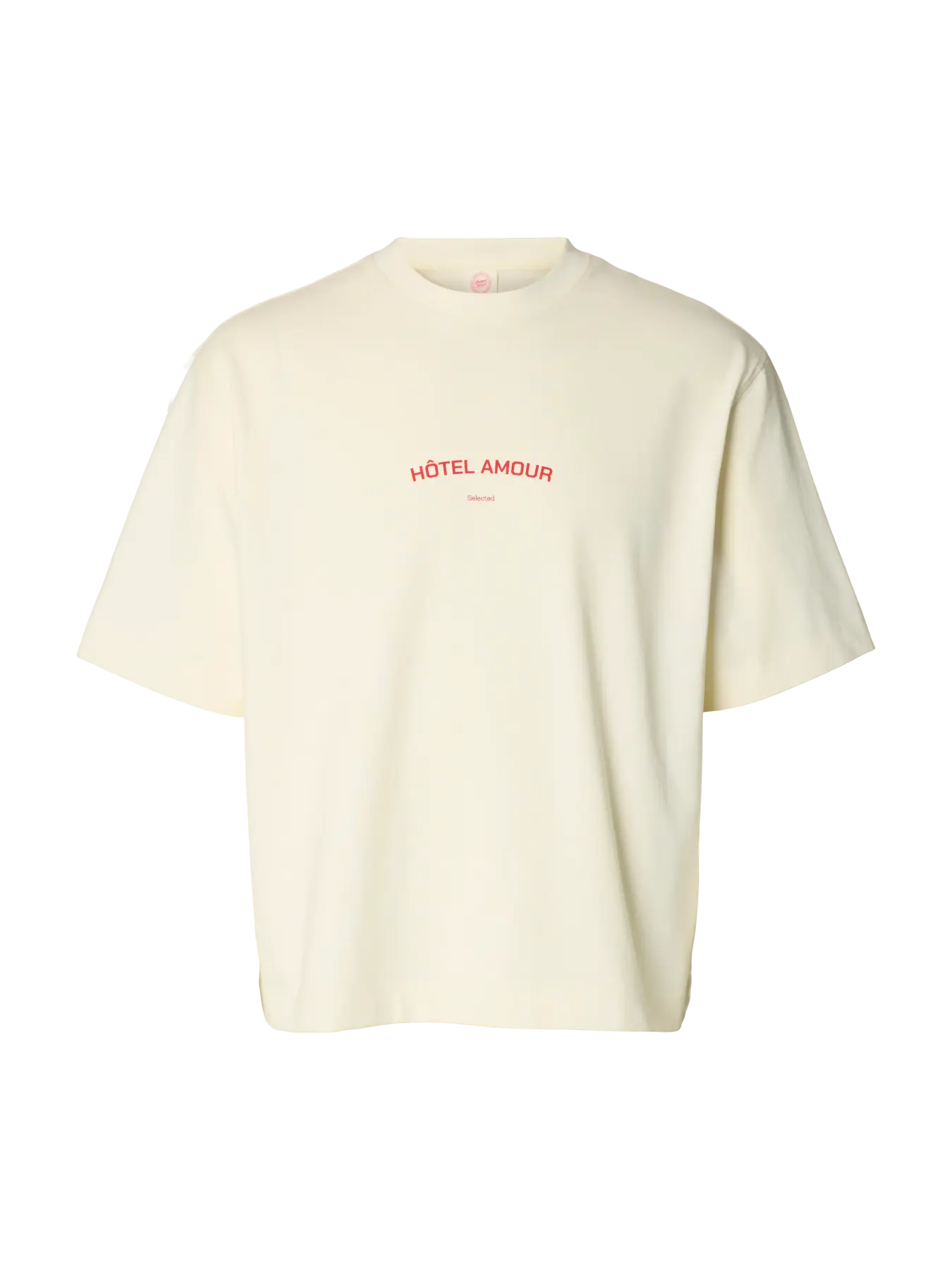T-shirt SLHBOXYLIAM SS O-NECK TEE HOTEL AMOUR Egret