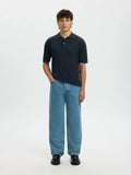Polo SLHMATTIS SS KNIT NEW CABLE POLO Sky Captain