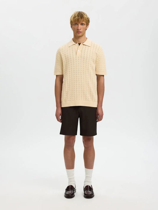 Polo SLHMATTIS SS KNIT NEW CABLE POLO Angora