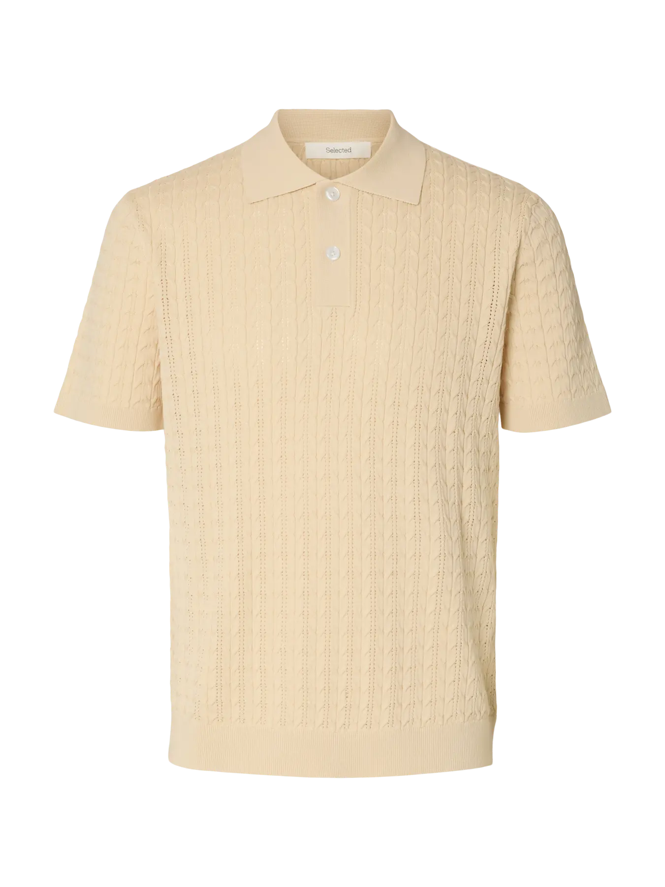 Polo SLHMATTIS SS KNIT NEW CABLE POLO Angora