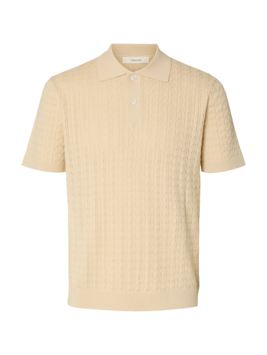 Polo SLHMATTIS SS KNIT NEW CABLE POLO Angora