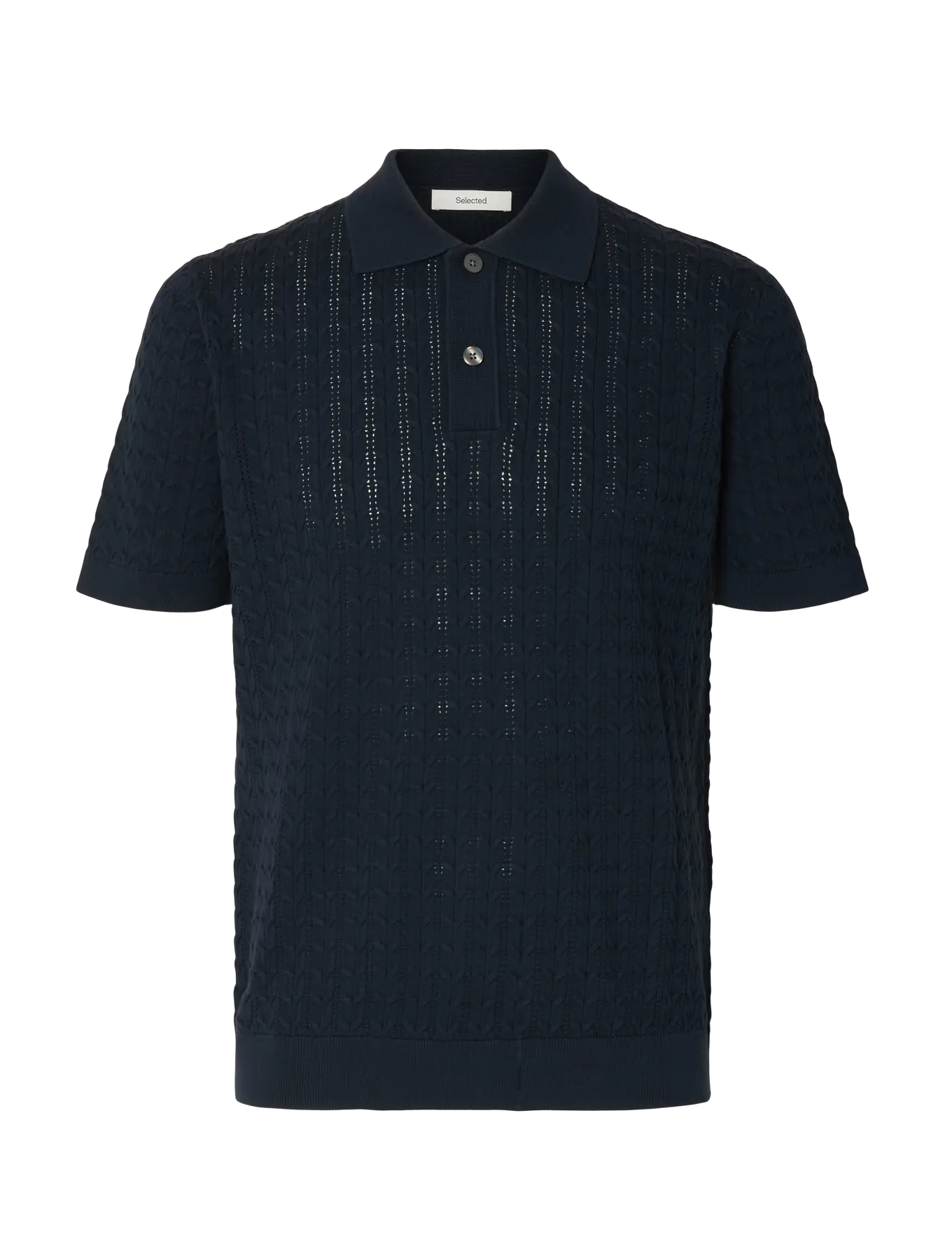 Polo SLHMATTIS SS KNIT NEW CABLE POLO Sky Captain