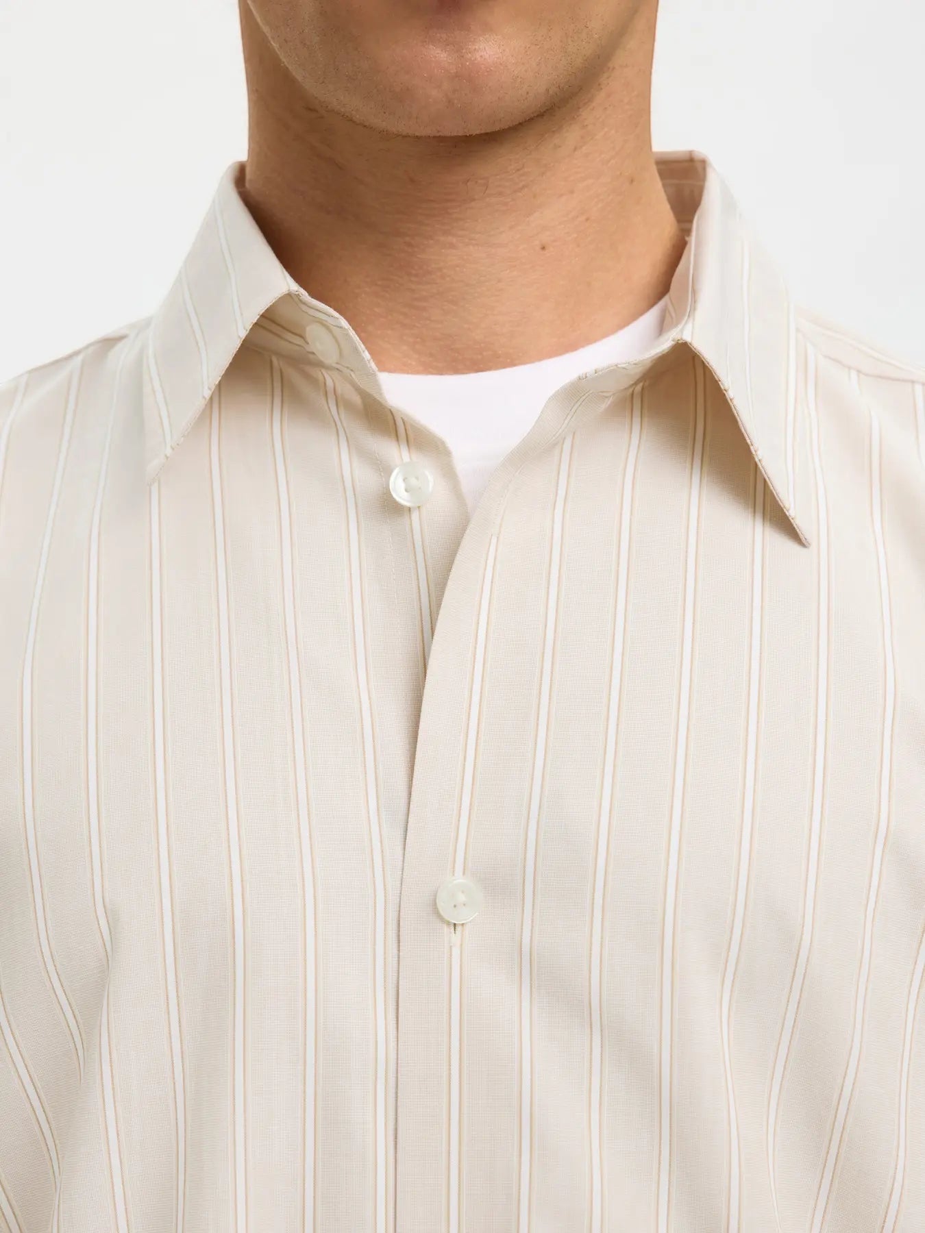 Camicia SLHRLXBEN STRIPE LS SHIRT Sand