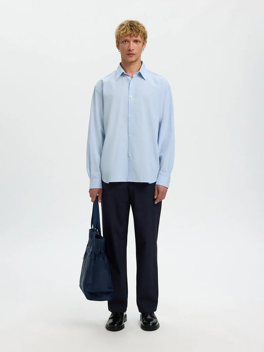 Camicia SLHRLXBEN STRIPE LS SHIRT Della Robbia Blue Stripes
