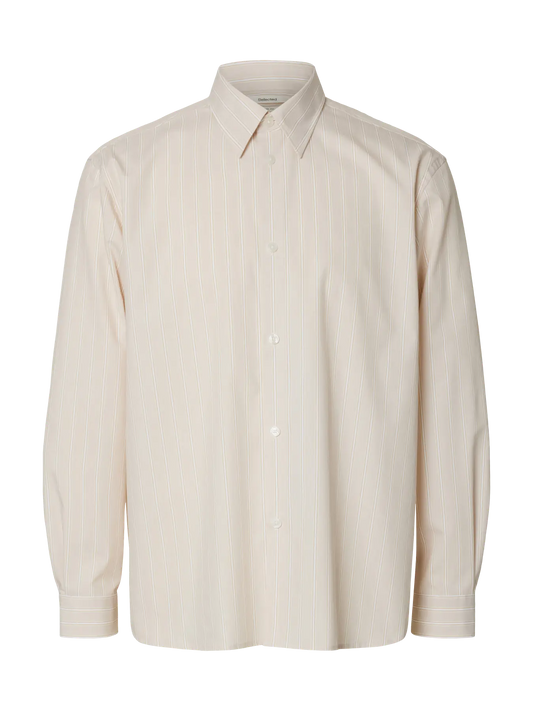 Camicia SLHRLXBEN STRIPE LS SHIRT Sand
