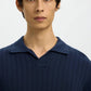 Polo SLHTORINO LS KNIT OPEN STITCH POLO Navy Blazer