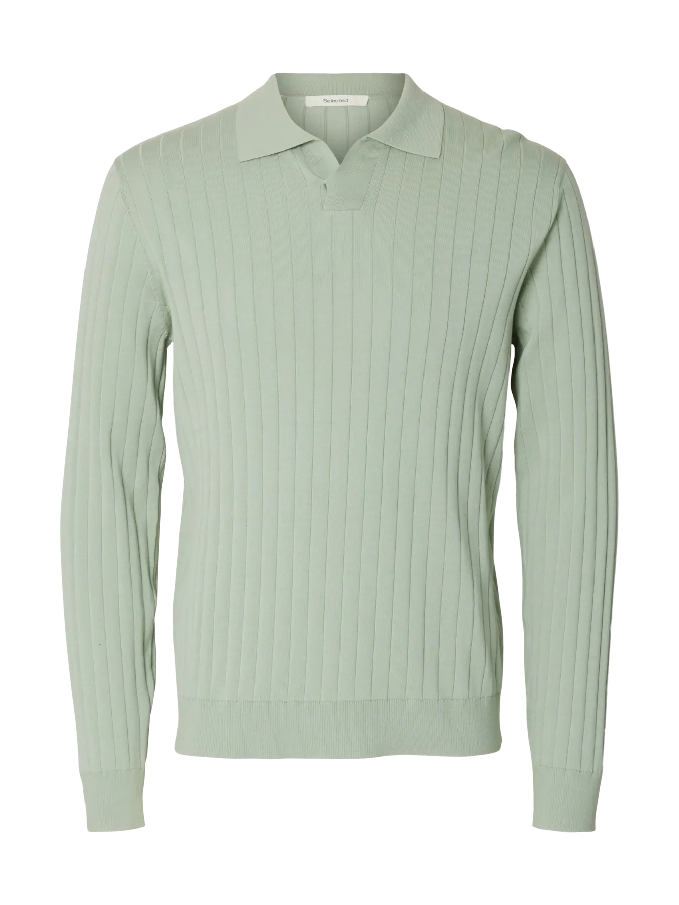 Polo SLHTORINO LS KNIT OPEN STITCH POLO Aqua Gray