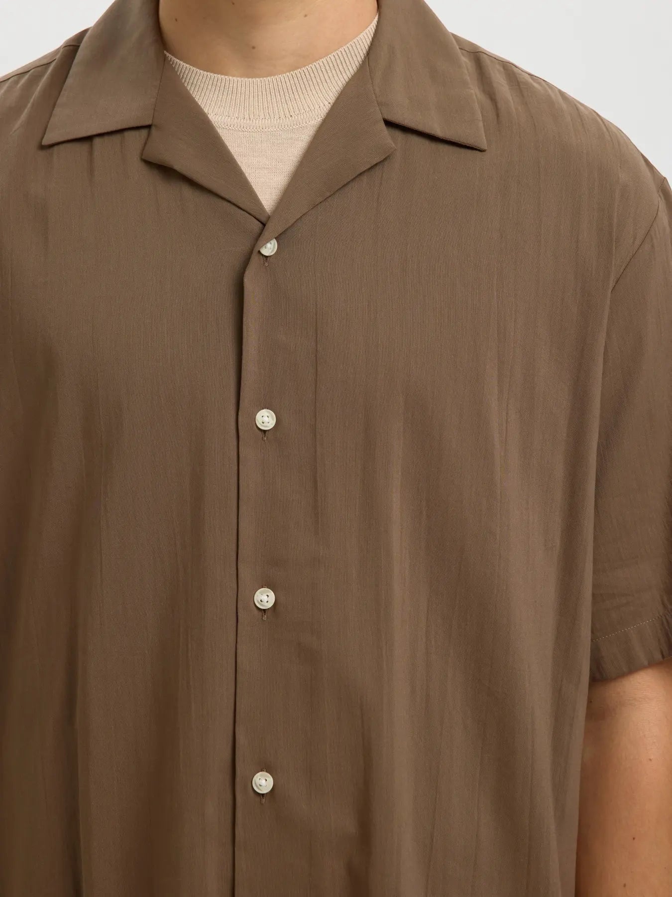 Camicia SLMCASPER-AIR RLX MIX SS SHIRT Chocolate Chip