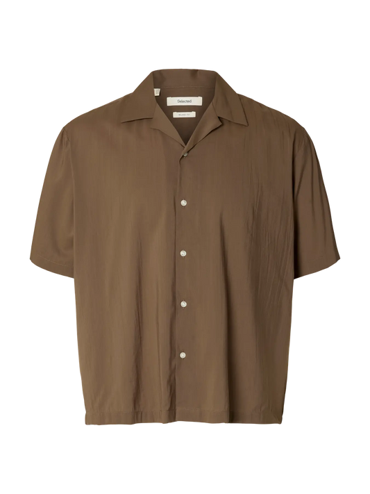 Camicia SLMCASPER-AIR RLX MIX SS SHIRT Chocolate Chip
