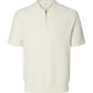 Polo SLMCRAN SS KNIT STRUCTURE ZIP POLO NOOS Egret