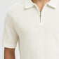 Polo SLMCRAN SS KNIT STRUCTURE ZIP POLO NOOS Egret