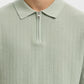Polo SLMCRAN SS KNIT STRUCTURE ZIP POLO NOOS Aqua Gray