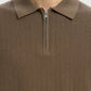 Polo SLMCRAN SS KNIT STRUCTURE ZIP POLO NOOS Chocolate Chip