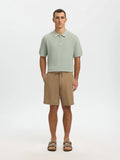Polo SLMCRAN SS KNIT STRUCTURE ZIP POLO NOOS Aqua Gray