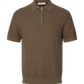 Polo SLMCRAN SS KNIT STRUCTURE ZIP POLO NOOS Chocolate Chip