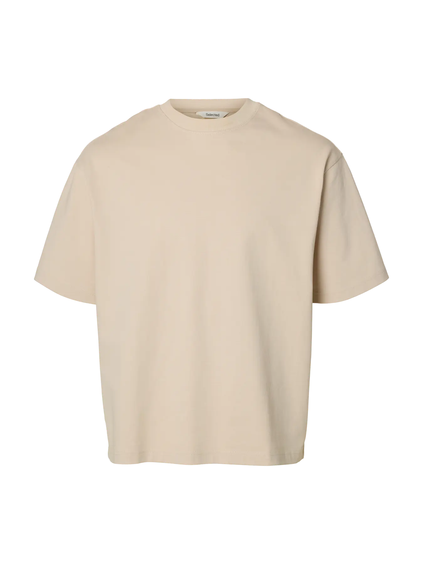 T-shirt SLMRELAXASPEN 2-PLY SS O-NECK NOOS Oatmeal