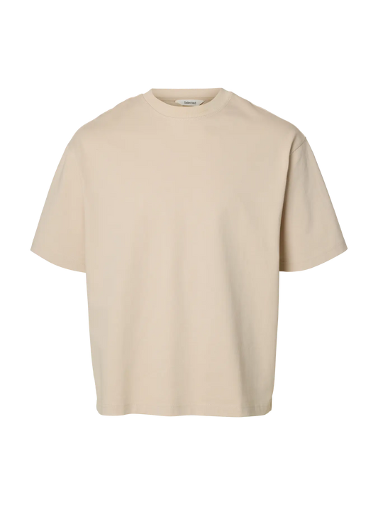 T-shirt SLMRELAXASPEN 2-PLY SS O-NECK NOOS Oatmeal