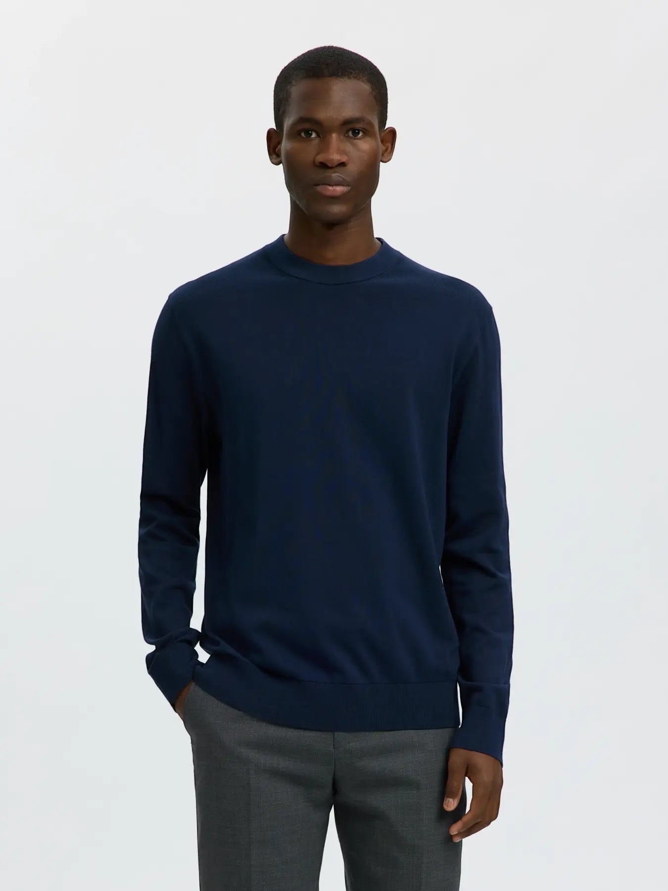 Pullover a maglia SLMTORINO LS KNIT CREW NECK NOOS Navy Blazer