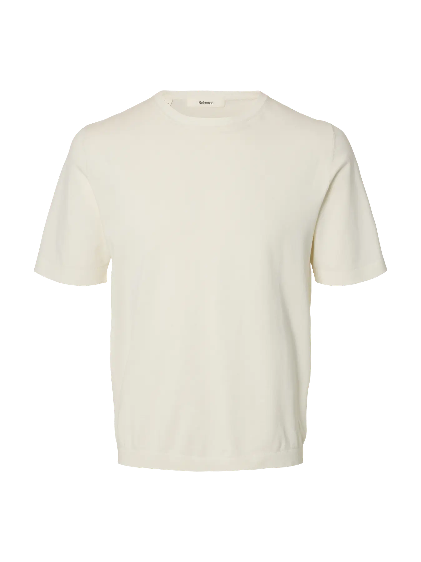 T-shirt SLMTORINO SS KNIT CREW NECK NOOS Egret