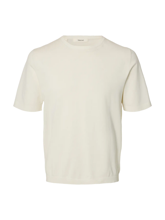 T-shirt SLMTORINO SS KNIT CREW NECK NOOS Egret