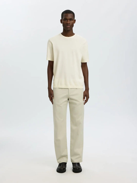 T-shirt SLMTORINO SS KNIT CREW NECK NOOS Egret