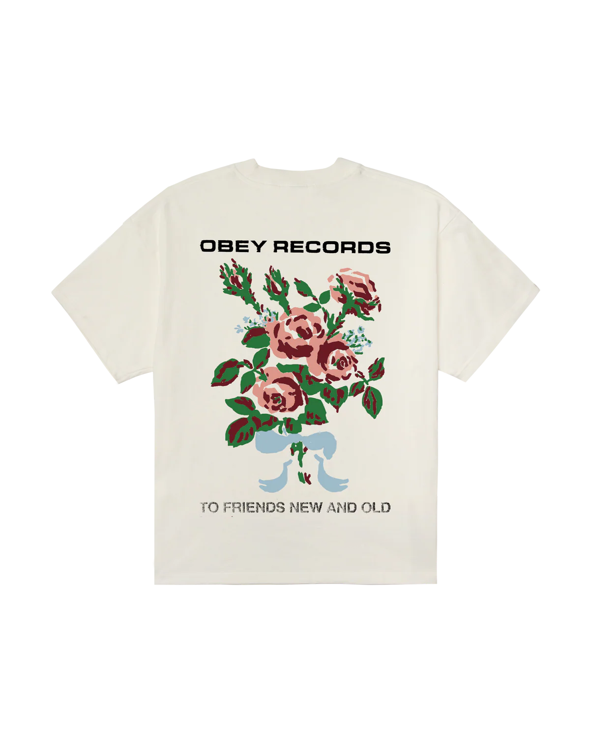 OBEY RECORDS FLORAL GRAPHIC T-SHIRT