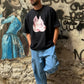 Manuel Store black 100% cotton heavyweight t-shirt with a watercolour pitbull graphic on the front.