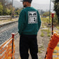 Manuel Store OBEY EYES ICON II CREWNECK sweatshirt in teal cotton blend with printed graphic on front and back.
