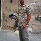 Manuel Store From The Road Resort shirt, short-sleeve rayon camp collar shirt with all-over collage print, featuring dice, playing cards, and vintage imagery.